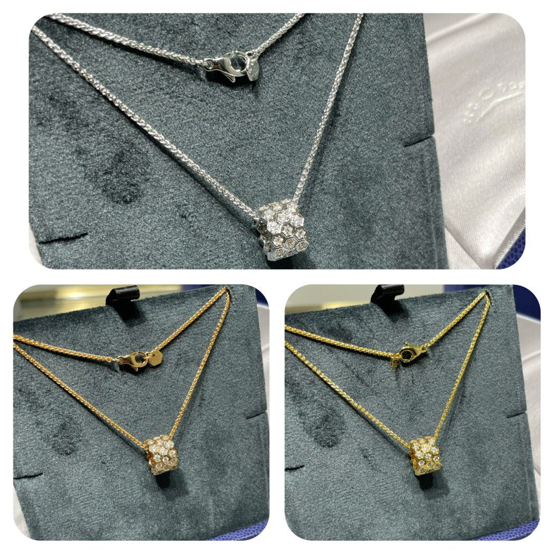 [Vellora Opalyn]BEE LOVE DIAMOND PAVED 3 ROW NECKLACE