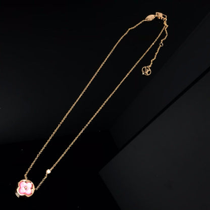 [Vellora Opalyn]COLOR BLOSSOM PINK MOP SUN GOLD NECKLACE