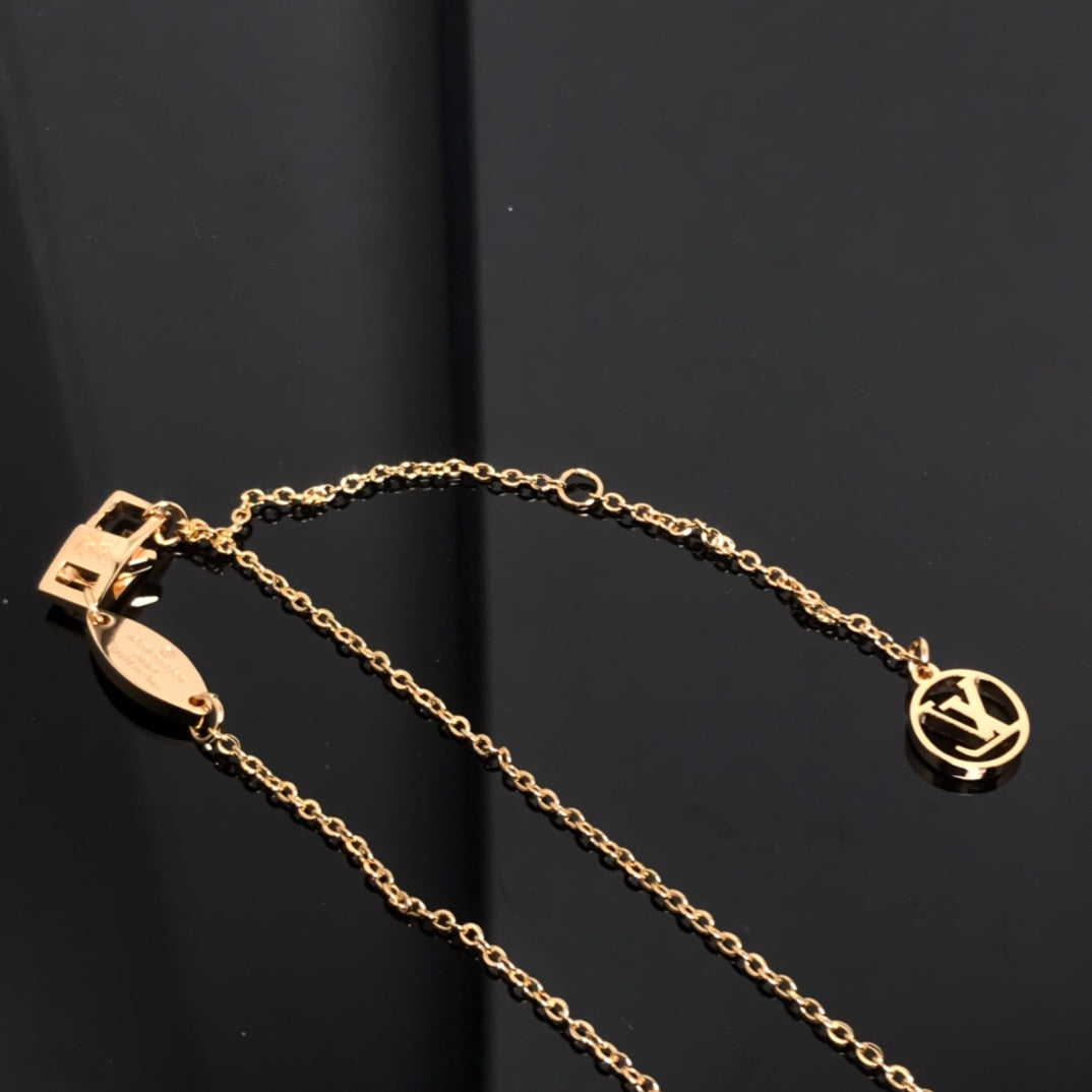 [Vellora Opalyn]COLOR BLOSSOM PINK MOP SUN GOLD NECKLACE