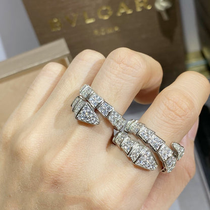 [Vellora Opalyn]SERPENTI RING SILVER DIAMOND PAVED