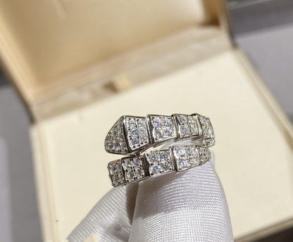 [Vellora Opalyn]SERPENTI RING SILVER DIAMOND PAVED