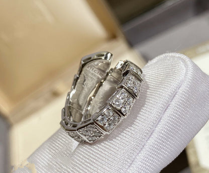 [Vellora Opalyn]SERPENTI RING SILVER DIAMOND PAVED
