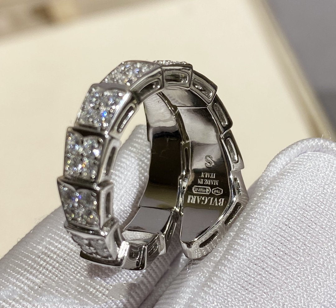 [Vellora Opalyn]SERPENTI RING SILVER DIAMOND PAVED