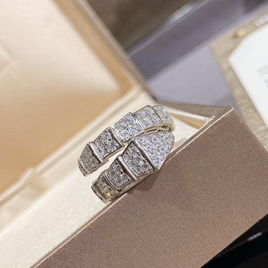 [Vellora Opalyn]SERPENTI RING SILVER DIAMOND PAVED