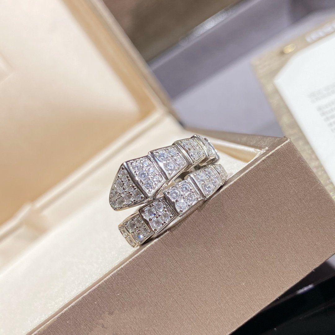 [Vellora Opalyn]SERPENTI RING SILVER DIAMOND PAVED