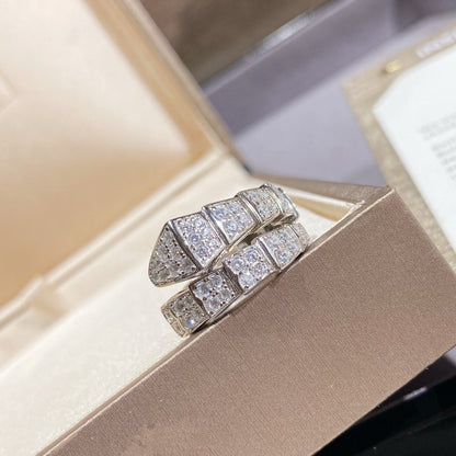 [Vellora Opalyn]SERPENTI RING SILVER DIAMOND PAVED