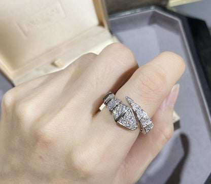 [Vellora Opalyn]SERPENTI LARGE RING SILVER DIAMOND PAVED