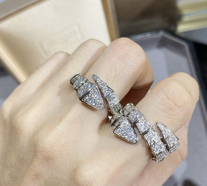 [Vellora Opalyn]SERPENTI LARGE RING SILVER DIAMOND PAVED