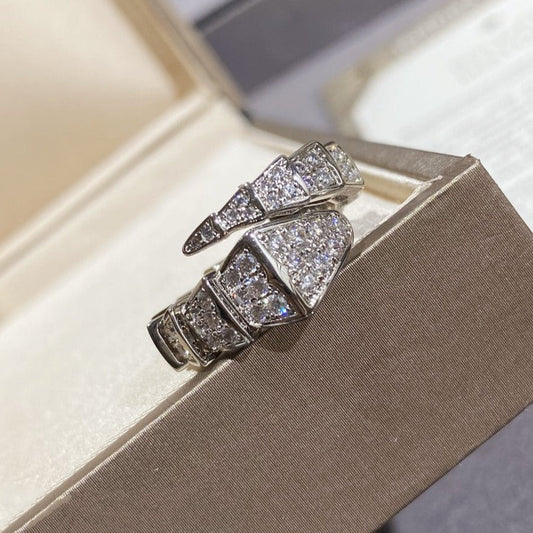 [Vellora Opalyn]SERPENTI LARGE RING SILVER DIAMOND PAVED
