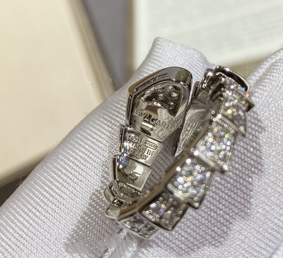 [Vellora Opalyn]SERPENTI LARGE RING SILVER DIAMOND PAVED