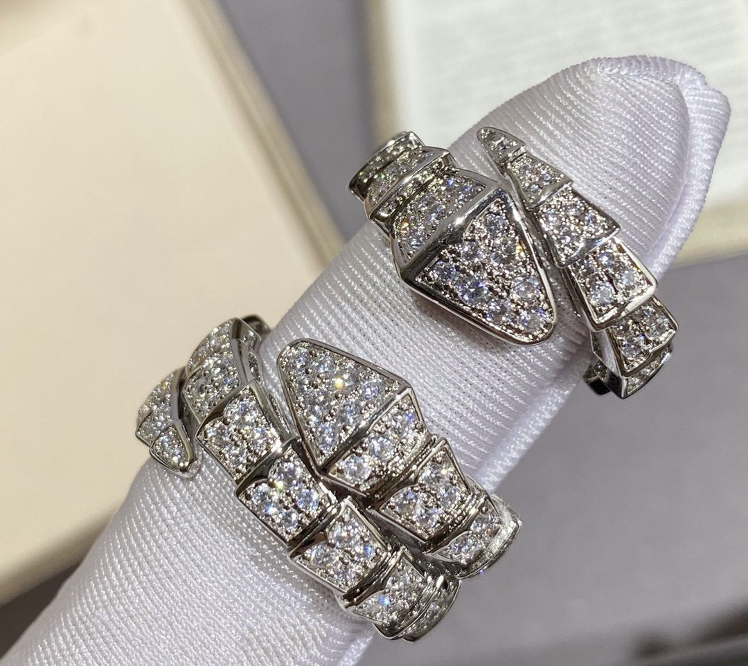 [Vellora Opalyn]SERPENTI LARGE RING SILVER DIAMOND PAVED