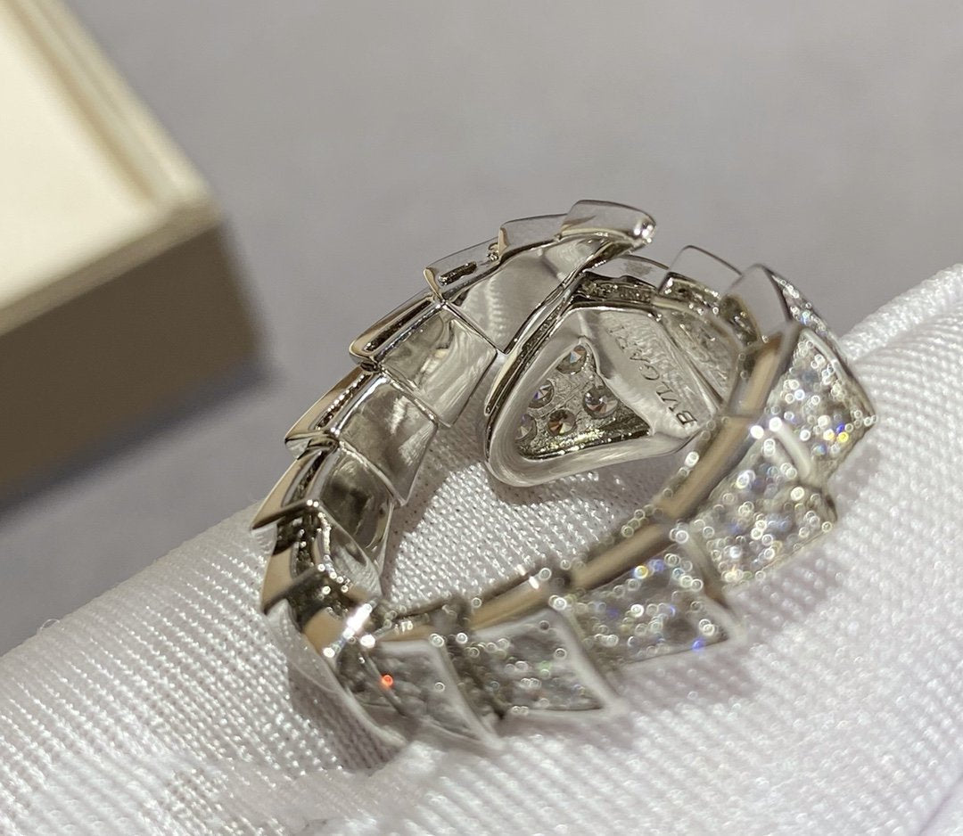 [Vellora Opalyn]SERPENTI LARGE RING SILVER DIAMOND PAVED