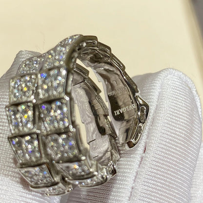 [Vellora Opalyn]SERPENTI DOUBLE RING SILVER DIAMOND PAVED