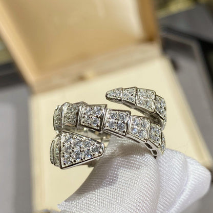 [Vellora Opalyn]SERPENTI DOUBLE RING SILVER DIAMOND PAVED