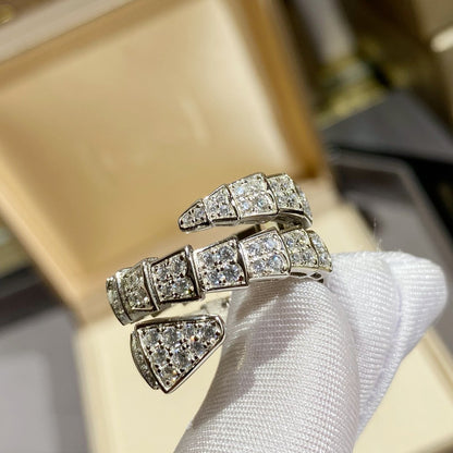 [Vellora Opalyn]SERPENTI DOUBLE RING SILVER DIAMOND PAVED