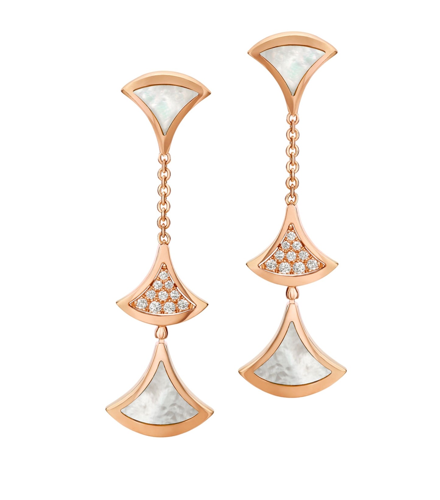 [Vellora Opalyn]DREAM EARRINGS 3 MOTIFS DIAMOND MOP PINK GOLD