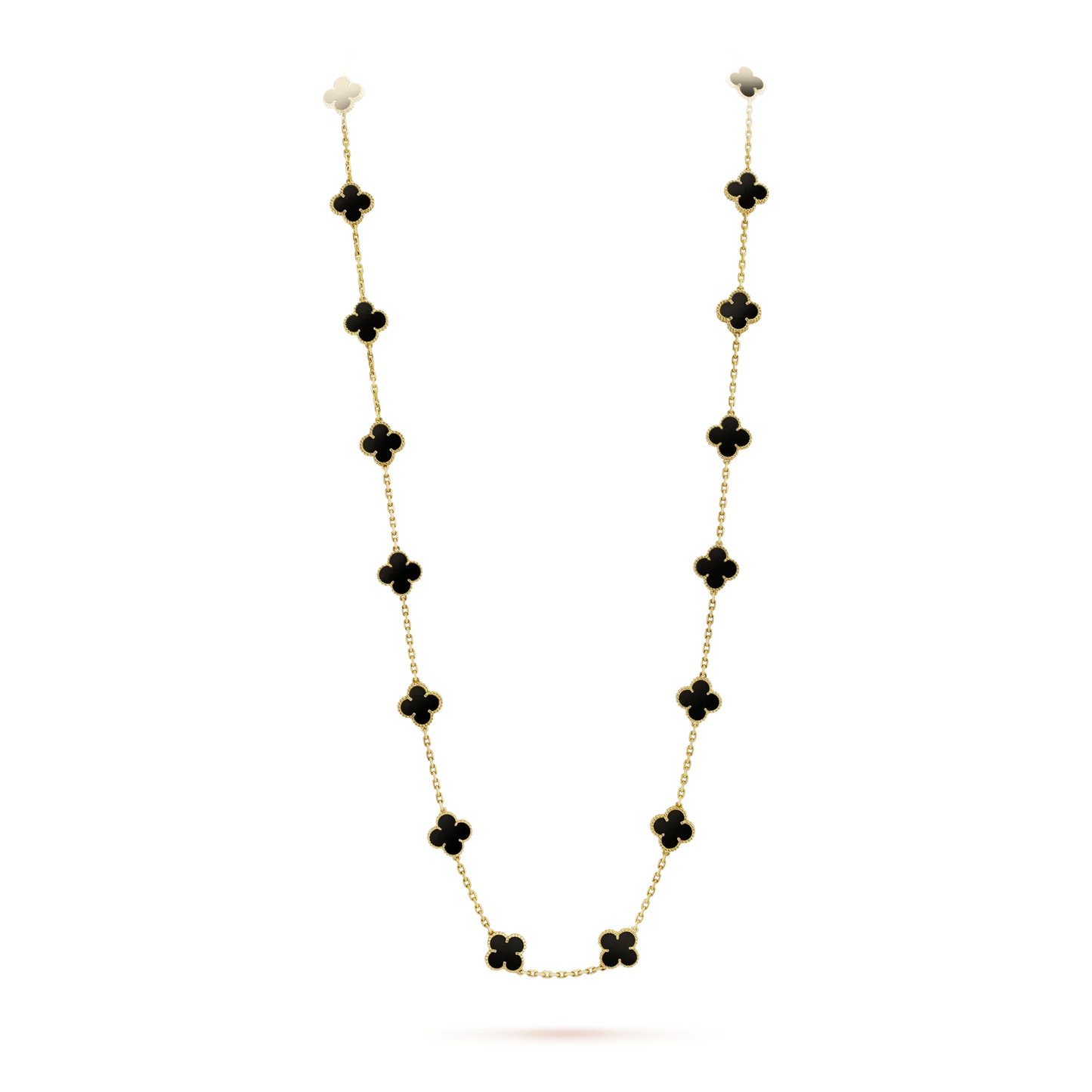 [Vellora Opalyn]CLOVER 20 MOTIFS ONYX NECKLACE