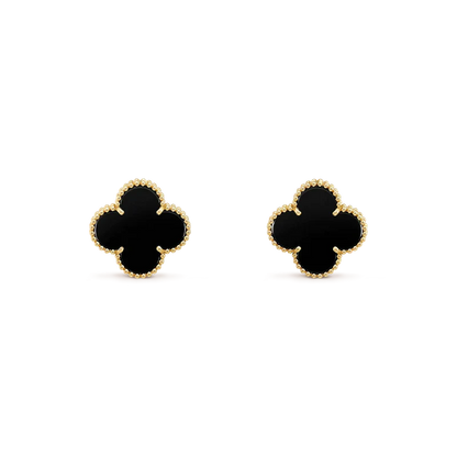 [Vellora Opalyn]CLOVER MEDIUM 1 MOTIFS  ONYX STUD EARRINGS