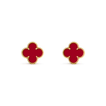 [Vellora Opalyn]CLOVER MEDIUM 1 MOTIFS CARNELIAN  EARRINGS