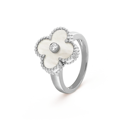[Vellora Opalyn]CLOVER SILVER MOP DIAMOND RING