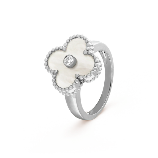 [Vellora Opalyn]CLOVER SILVER MOP DIAMOND RING