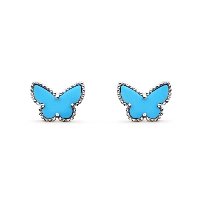 [Vellora Opalyn]BUTTERFLY TURQUOISE EARRINGS SILVER