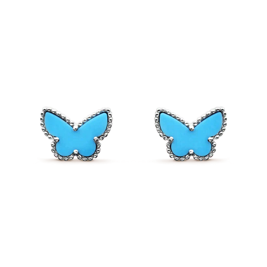 [Vellora Opalyn]BUTTERFLY TURQUOISE EARRINGS SILVER