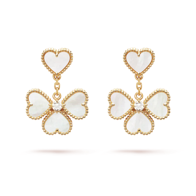 [Vellora Opalyn]CLOVER SWEET WHITE MOP EARRINGS