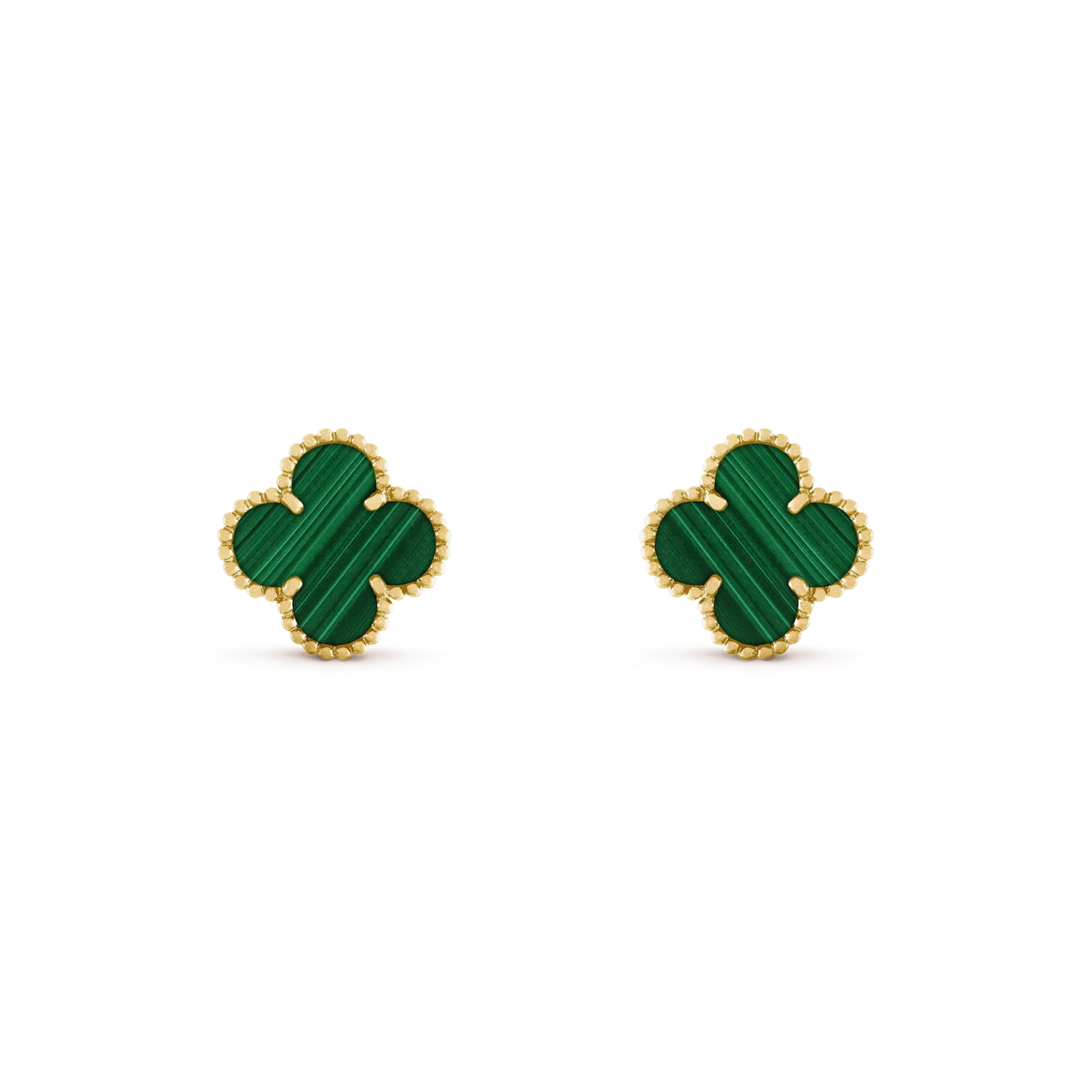 [Vellora Opalyn]CLOVER MEDIUM 1 MOTIFS MALACHITE  EARRINGS