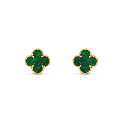 [Vellora Opalyn]CLOVER MEDIUM 1 MOTIFS MALACHITE  EARRINGS