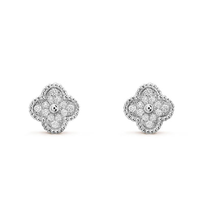 [Vellora Opalyn]CLOVER MINI DIAMOND STUD EARRINGS