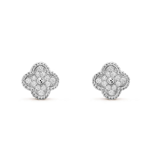 [Vellora Opalyn]CLOVER MINI DIAMOND STUD EARRINGS