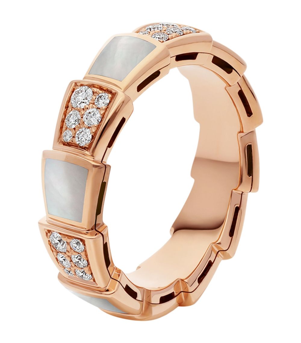 [Vellora Opalyn]SERPENTI RING PINK GOLD MOP DIAMOND PAVED 4MM