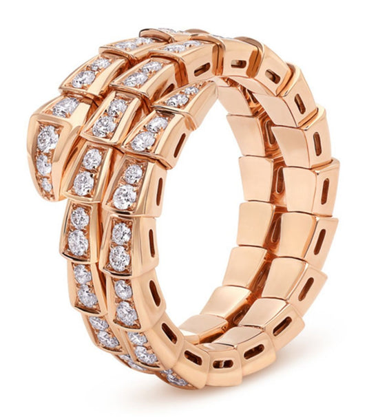 [Vellora Opalyn]SERPENTI RING PINK GOLD DIAMOND DOUBLE ROW