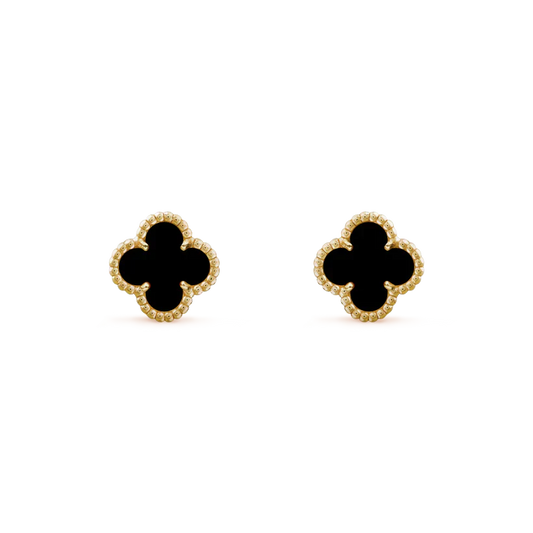 [Vellora Opalyn]CLOVER MINI 9.5MM BLACK MOP EARRINGS