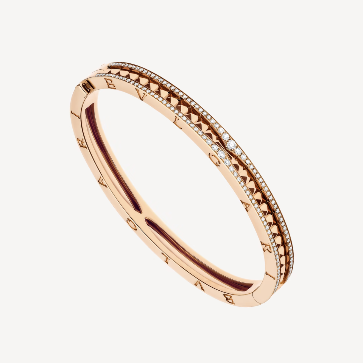 [Vellora Opalyn]ZERO 1 SPIRAL AND PAVED DIAMOND PINK GOLD BRACELET