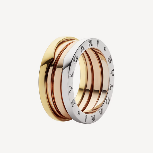 [Vellora Opalyn]ZERO 1 THREE-BAND ROSE WHITE AND YELLOW RING