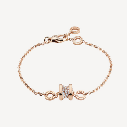 [Vellora Opalyn]ZERO 1 SOFT PINK GOLD WITH PAVED DIAMONDS ON THE SPIRAL BRACELET