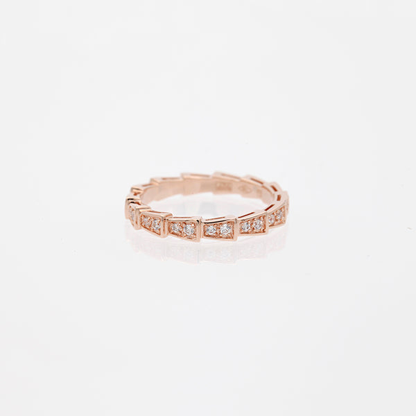 [Vellora Opalyn]SERPENTI RING PINK GOLD DIAMOND PAVED 3MM