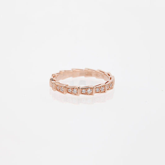 [Vellora Opalyn]SERPENTI RING PINK GOLD DIAMOND PAVED 3MM
