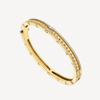 [Vellora Opalyn]ZERO 1 SPIRAL AND PAVED DIAMOND GOLD BRACELET