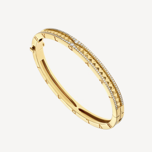 [Vellora Opalyn]ZERO 1 SPIRAL AND PAVED DIAMOND GOLD BRACELET