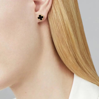 [Vellora Opalyn]CLOVER MINI 9.5MM BLACK MOP EARRINGS