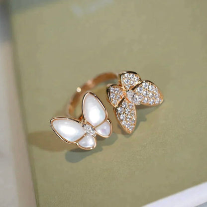 [Vellora Opalyn]TWIN BUTTERFLY DIAMOND MOP RING