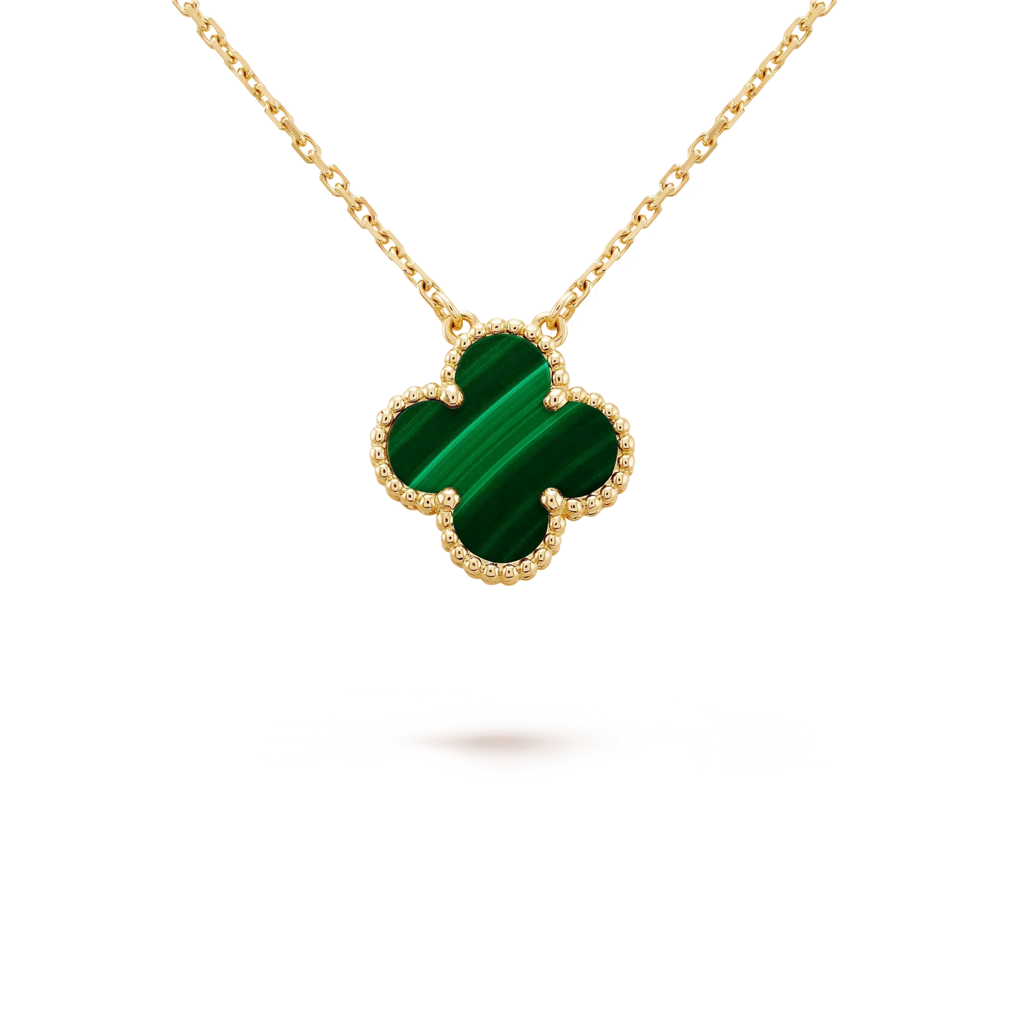 [Vellora Opalyn]CLOVER 15MM MALACHITE SINGLE FLOWER  NECKLACE