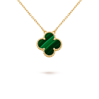 [Vellora Opalyn]CLOVER 15MM MALACHITE SINGLE FLOWER  NECKLACE