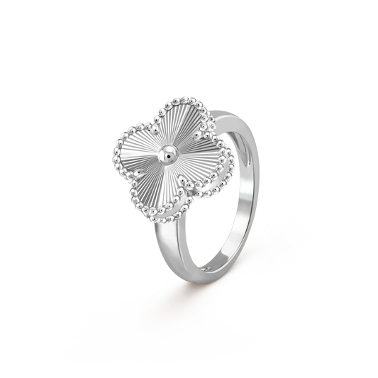 [Vellora Opalyn]CLOVER SILVER RING