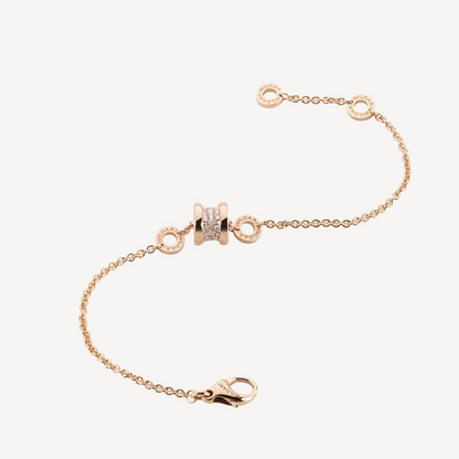 [Vellora Opalyn]ZERO 1 SOFT PINK GOLD WITH PAVED DIAMONDS ON THE SPIRAL BRACELET