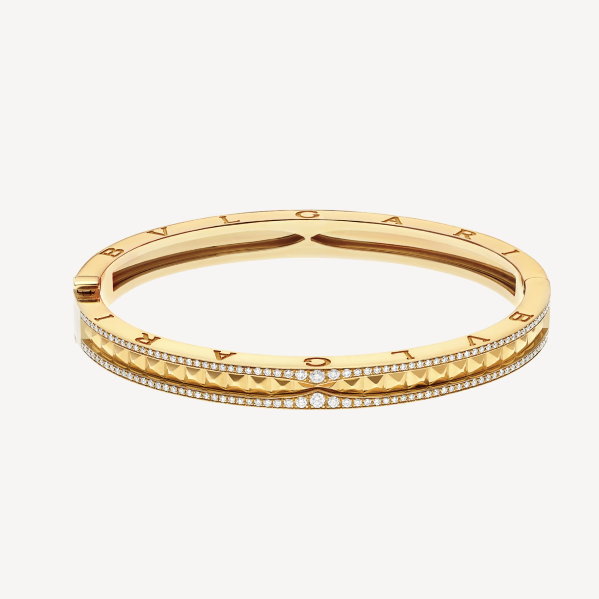 [Vellora Opalyn]ZERO 1 SPIRAL AND PAVED DIAMOND GOLD BRACELET