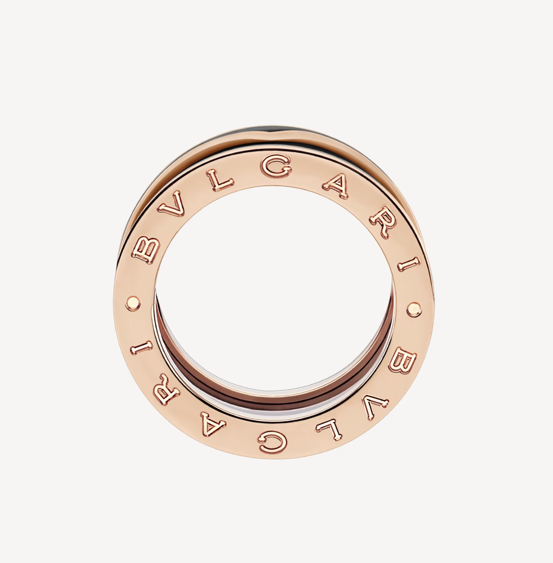[Vellora Opalyn]ZERO 1 TWO-BAND WITH MATTE BLACK CERAMIC PINK GOLD RING